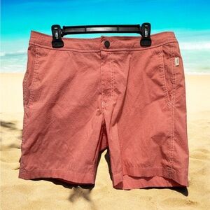 Onia Orange and White Swim Trunks Lightweight Summer Essential